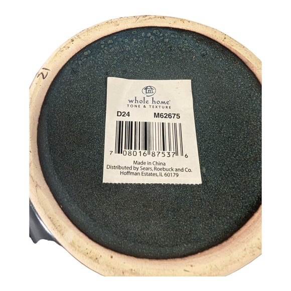 Vtg Sears, Roebuck and Co. Whole Home Tone & Texture Ceramic Vase Teal Gold NOS - Picture 4 of 7